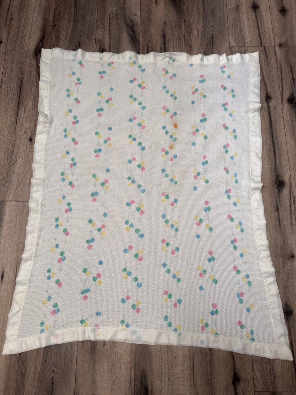Vintage READ Baby Morgan Blanket Satin Trim Thermal Weave Waffle Knit Colorful B